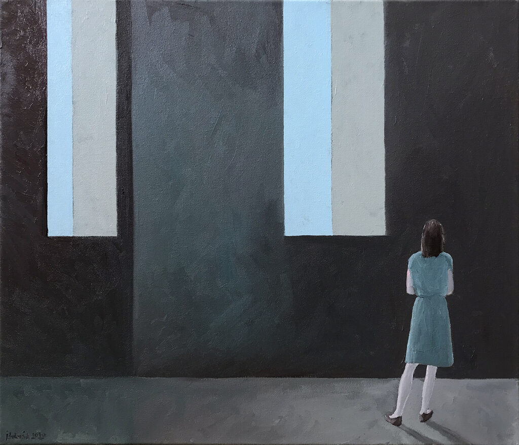 Ten świat jest za duży - Jarosław Łukasik (2020), obraz olejny na płótnie
