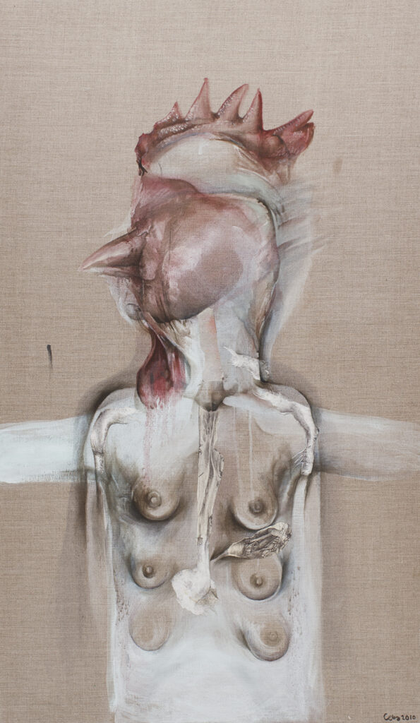 Bez tytułu - Magdalena Cybulska (2010), kolaż, akryl na płótnie