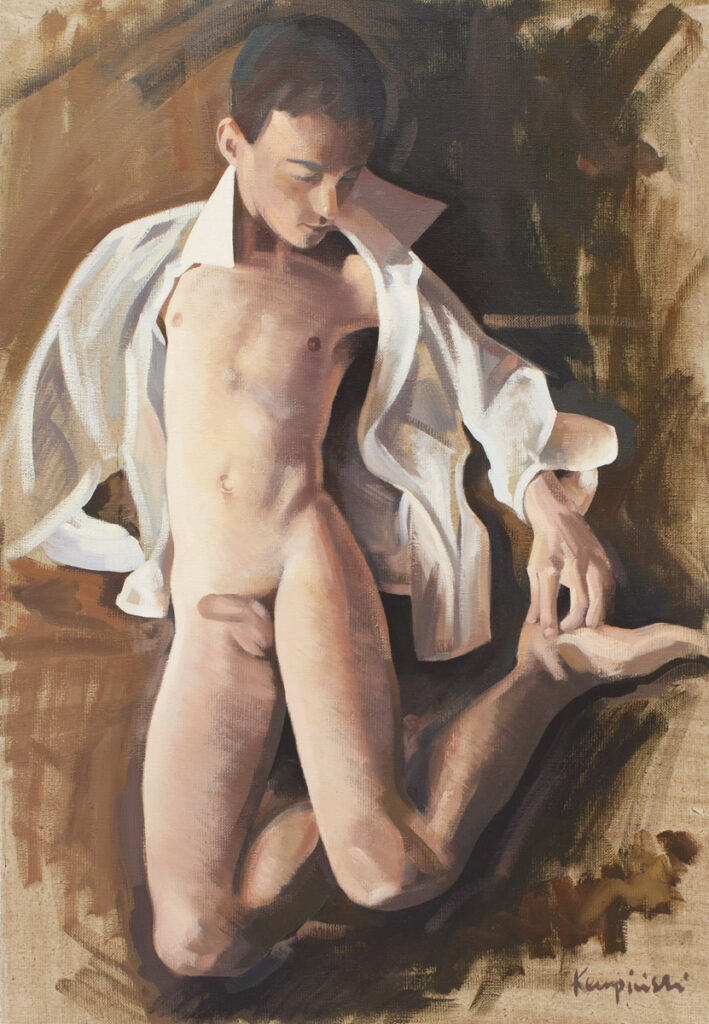 Biała koszula - Maciej Kempiński (2015), obraz olejny na płótnie