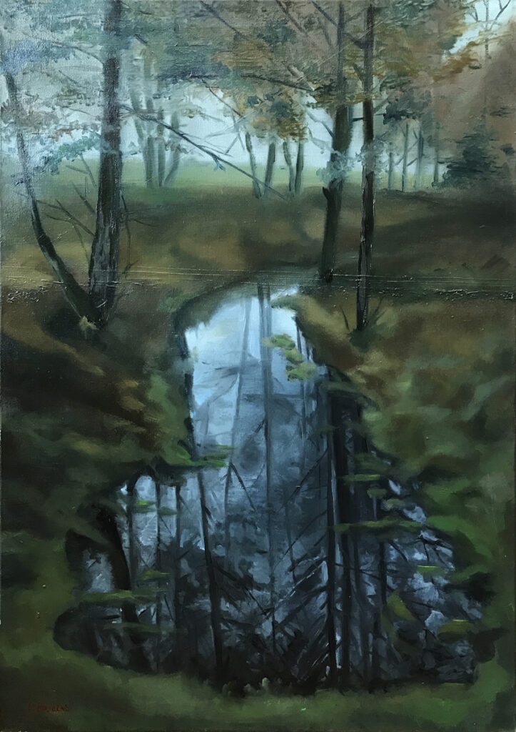 W lesie - Paweł Rogalski (2020), obraz olejny na płótnie