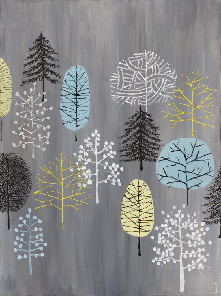 Las mieszany - Sylwia Jóźwiak (2020), obraz akrylowy na płótnie