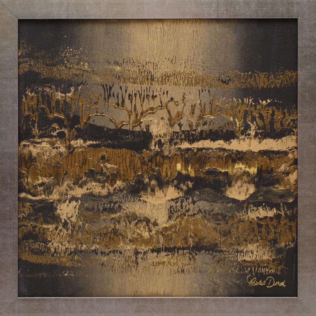 Gold dream (2021) - Marta Dunal - abstrakcja w odcieniach złotego i czarnego