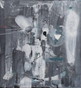 cień (2020) - Pola Piestrzeniewicz - abstrakcja w odcieniach szarości i bieli