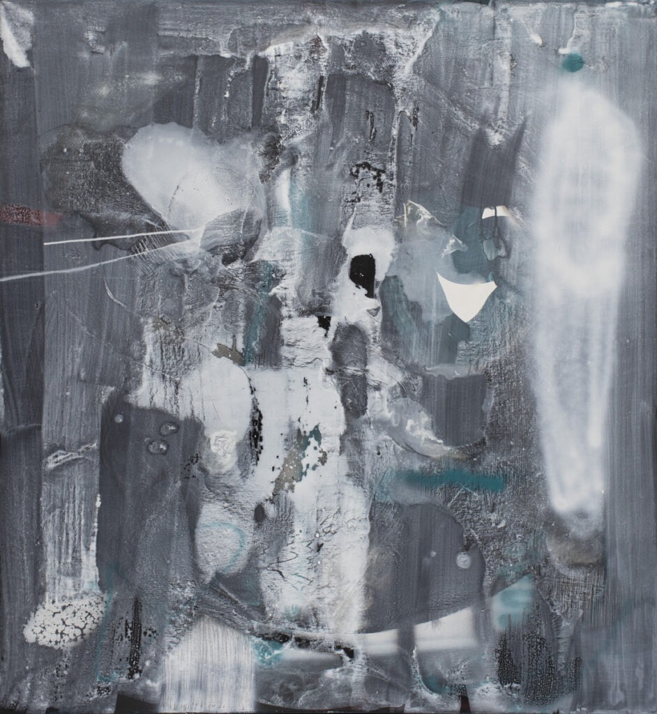 cień (2020) - Pola Piestrzeniewicz - abstrakcja w odcieniach szarości i bieli
