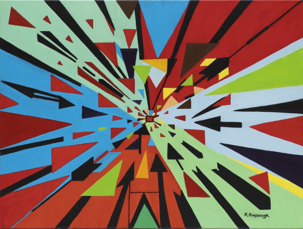 Eksplozja uczuć (2020) - Krystyna Krzyszczyk - kolorowa dynamiczna abstrakcja