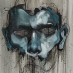 Maska czy twarz S530 (2021) - Aleksandra Modzelewska - ekspresyjny portret mężczyzny na szarym tle