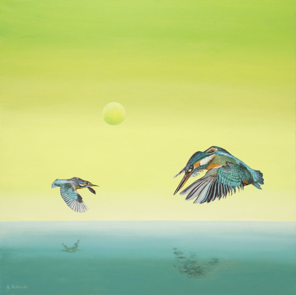 Wildlife-W9 (2021) - Adam Piotr Rutkowski - ptaki nad wodą na zielonym tle