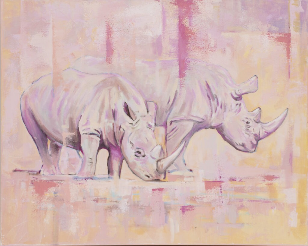 Poranek (2021) - Paulina Lewandowska - różowe nosorożce
