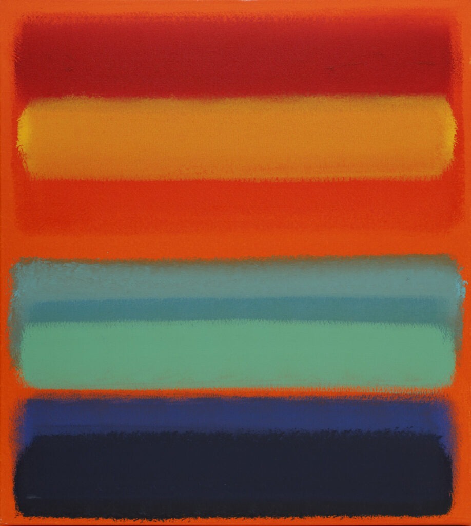 Summer blur - jonasz Koperkiewicz - abstrakcja, poziome pasy kolorów na pomarańczowym tle
