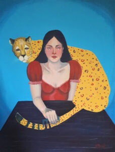 focus - agata burnat - młoda kobieta z gepardem za plecami