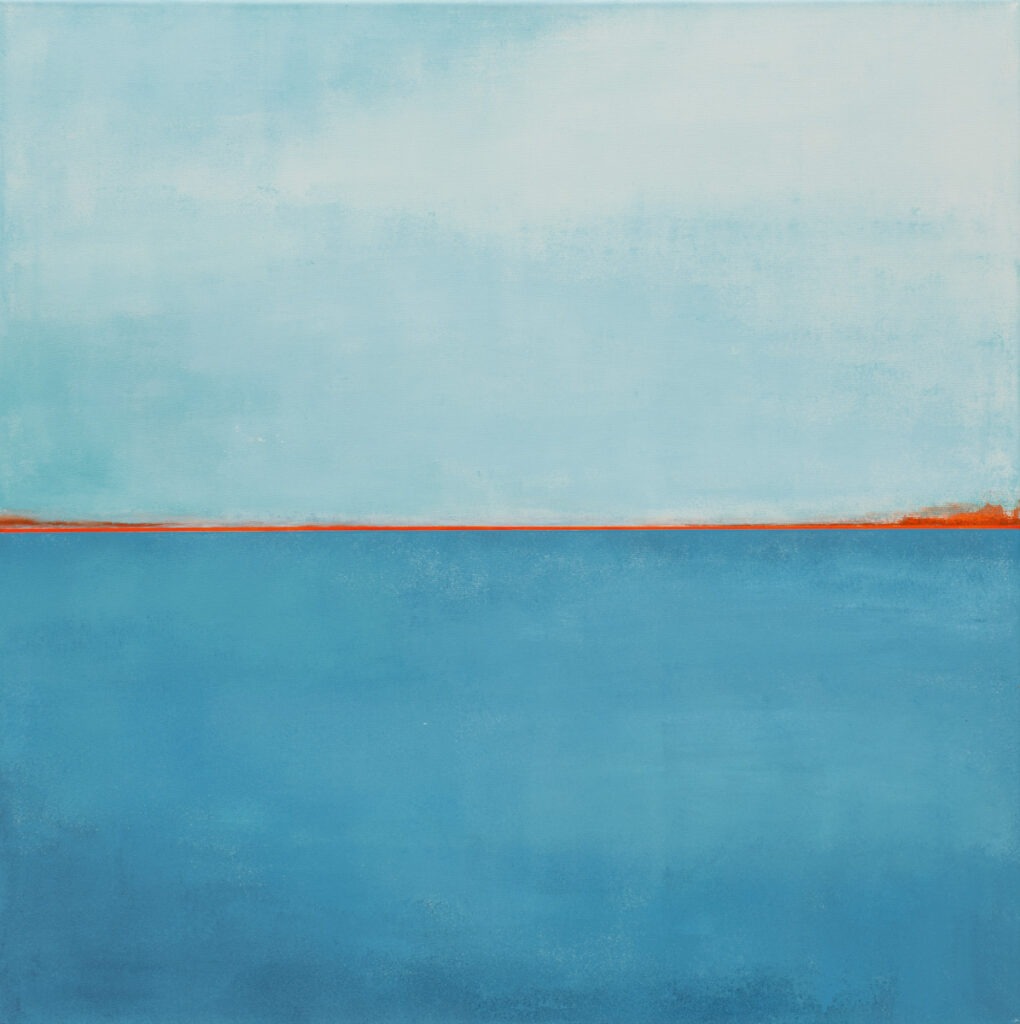 królestwo laguny #4 - Katarzyna Stankiewicz - pejzaż morski, linia horyzontu podkreślona pomarańczową linią