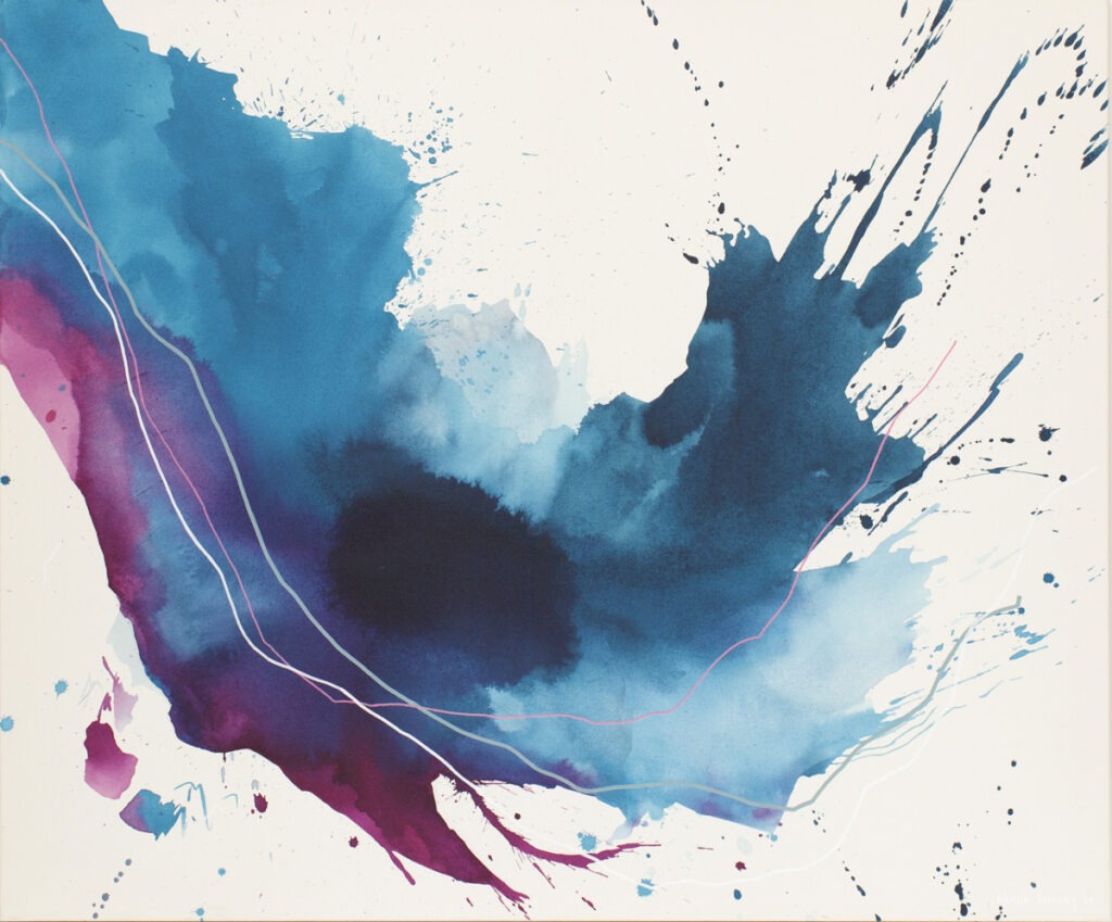 beautful - Camille cellary - abstrakcja, błękitno-bordowa kompozycja