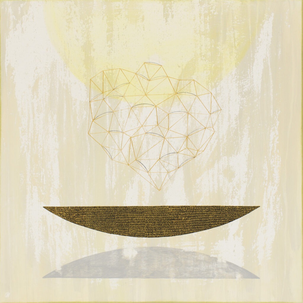 Naczynie XIII - naczynie, które porzuciło swój cień - Marlena Wąsowska - abstrakcja, dominujący jasny żółty kolor