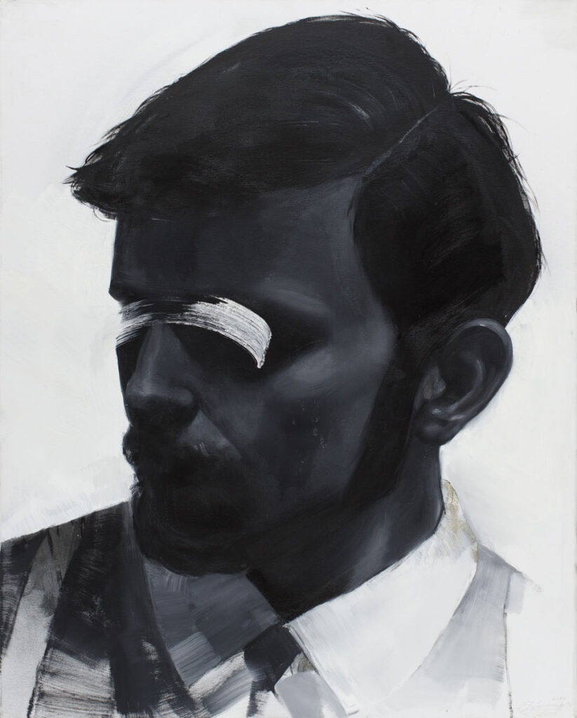 M009 - Izabela Lewkowicz - portret męski w odcieniach szarości na białym tle