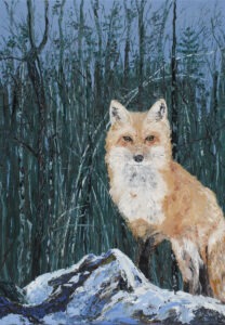 fox at dusk - pervin ece Yakacık - lis na tle lasu