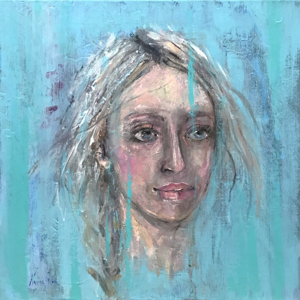 brzoza - karina góra - portret kobiety, abstrakcyjne tło