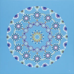 słoneczne niebo - Emilia Formella - abstrakcja, symetryczna, błękit, na planie koła, fraktal