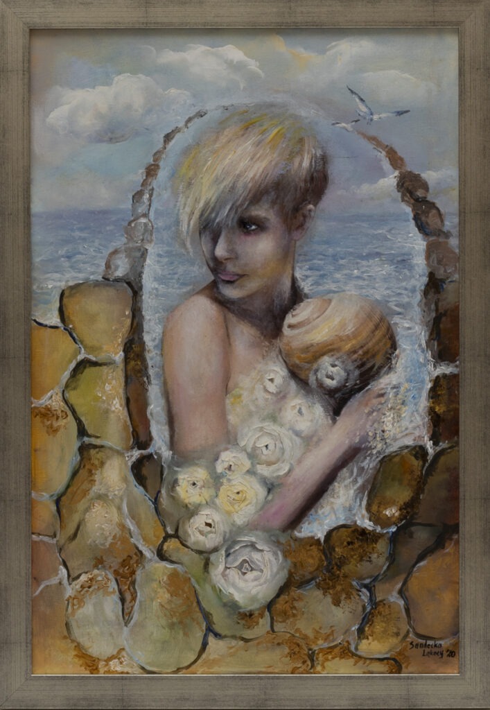 Anna Sandecka-Ląkocy - Memories, 2020 - portret kobiety na tle morza