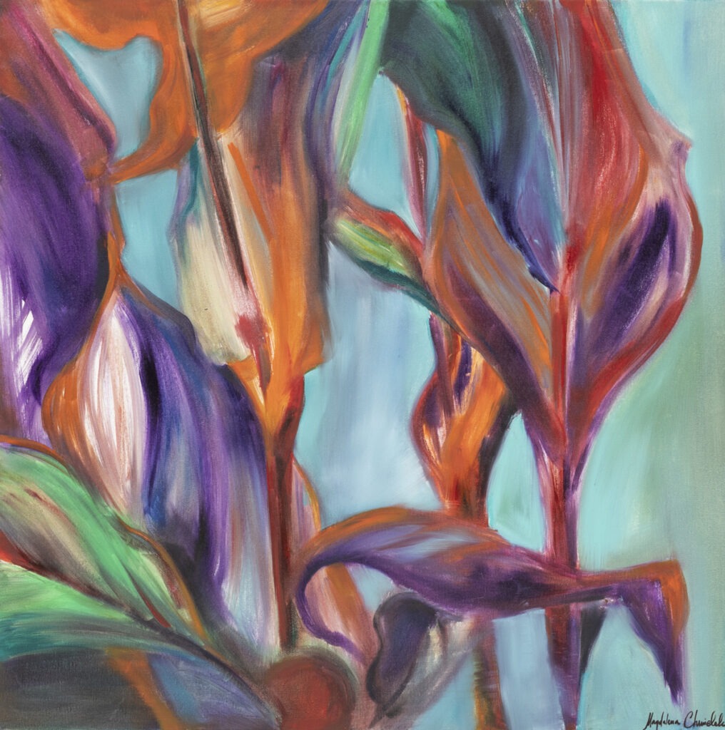 Magdalena Chmielek - Leaves I, 2020 - kolorowy obraz z liśćmi