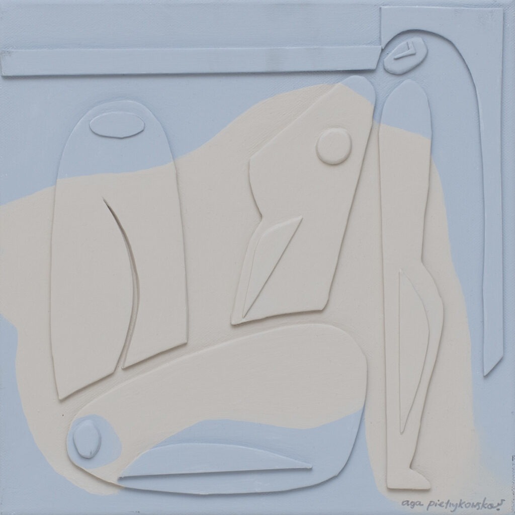 kąpiąca się - Aga Agnieszka Pietrzykowska - relief mały format akt błękitny