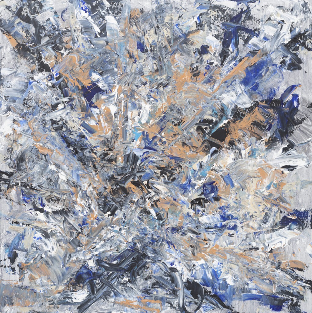 Iwona Gabryś - Bez tytułu, 2021 - niebiesko-szara abstrakcja