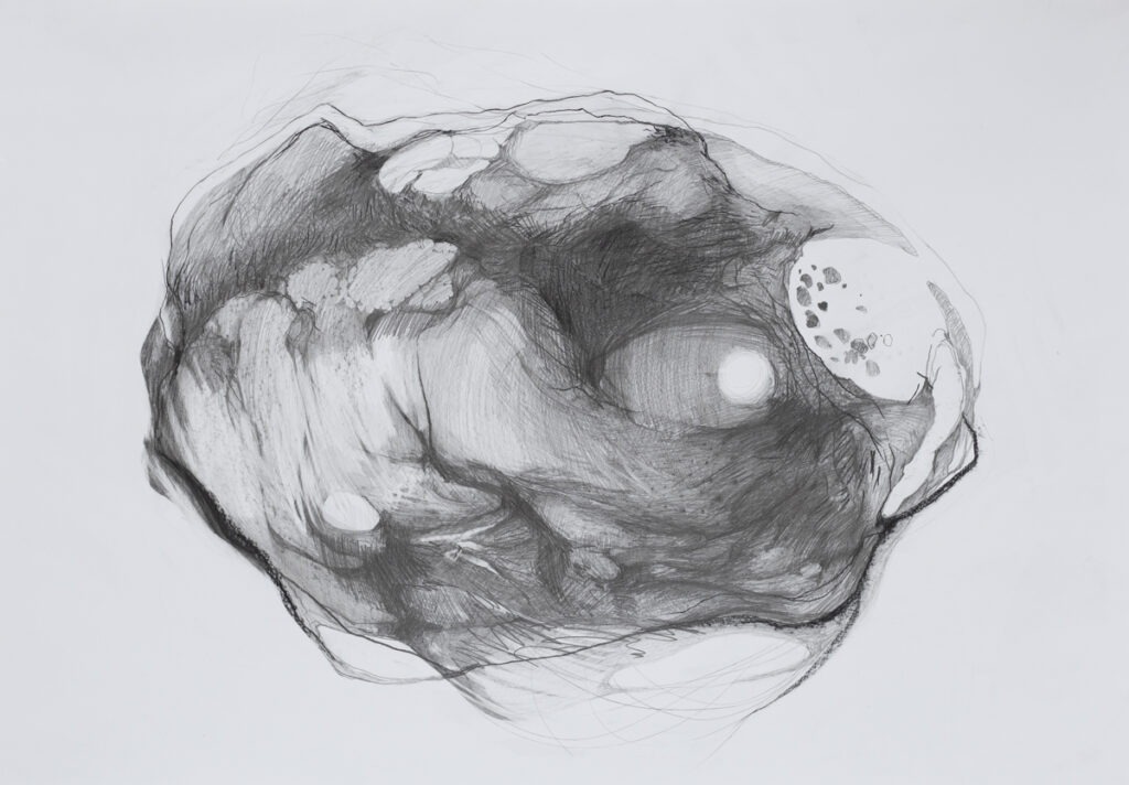 Agata Czeremuszkin-Chrut, Z cyklu Otwory, 2021- abstrakcyjny rysunek na papierze