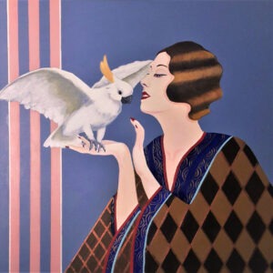 Patrycja Kruszyńska-Mikulska - My little friend, 2021 - dekoracyjny portret kobiety z papugą
