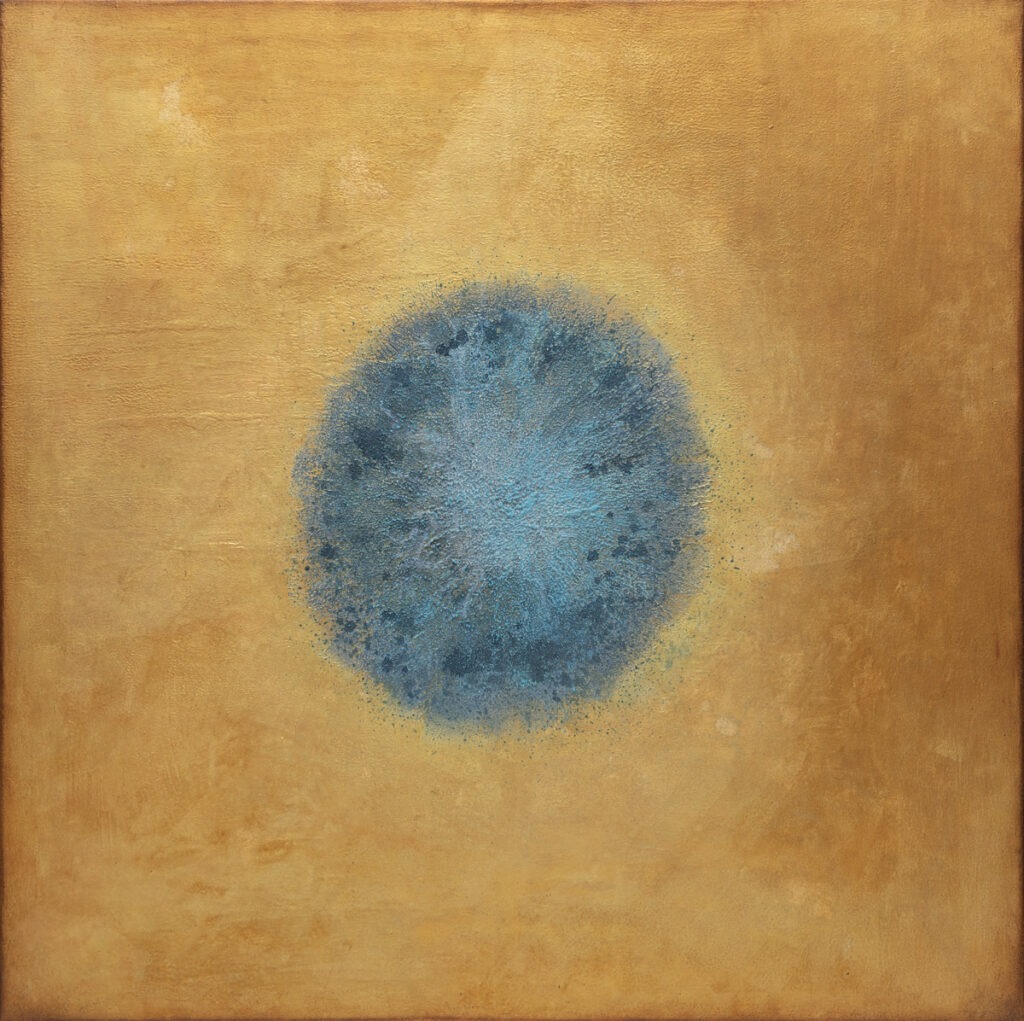 Sebastian Talka, Prorok, 2021, żółta niebieska abstrakcja