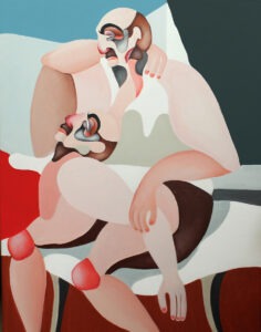 Mirela Bukała, Postój, 2021, abstrakcja figuratywna, mężczyźni