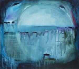 Sofia Wróblewska, Krzesło, 2021, niebieska, turkusowa abstrakcja