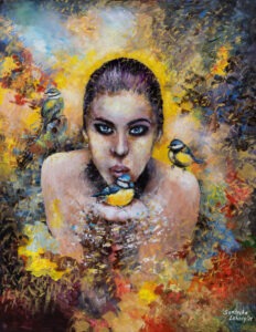 Anna Sandecka-Ląkocy, kobieta, portret, kolor, obraz, sztuka młoda