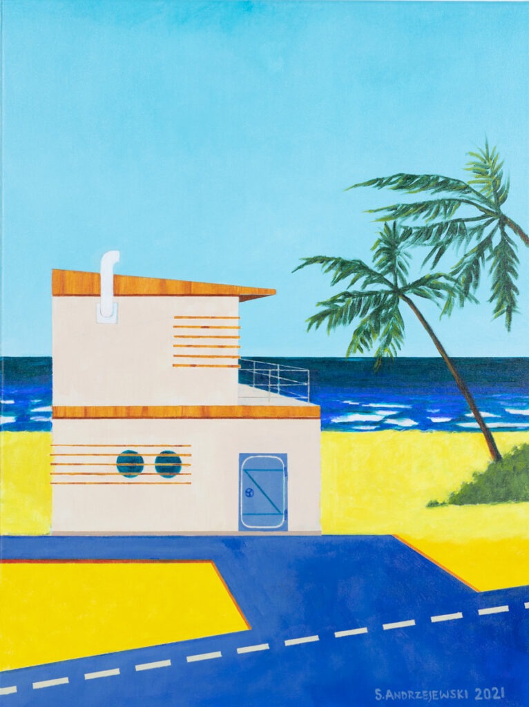 Sebastian Andrzejewski, dom na wybrzeżu, palmy, morze, architektura