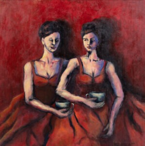 Sylwia Dwornicka - Herbata, 2021 - dwie kobiety w czerwonych sukniach