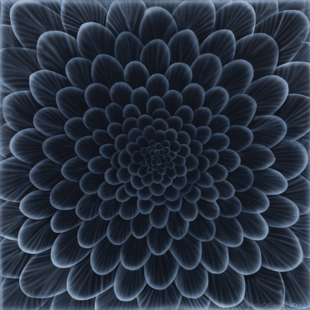 Hanna Rozpara - Czarny kwiat, 2021 - abstrakcja z wętrzem kwiatu