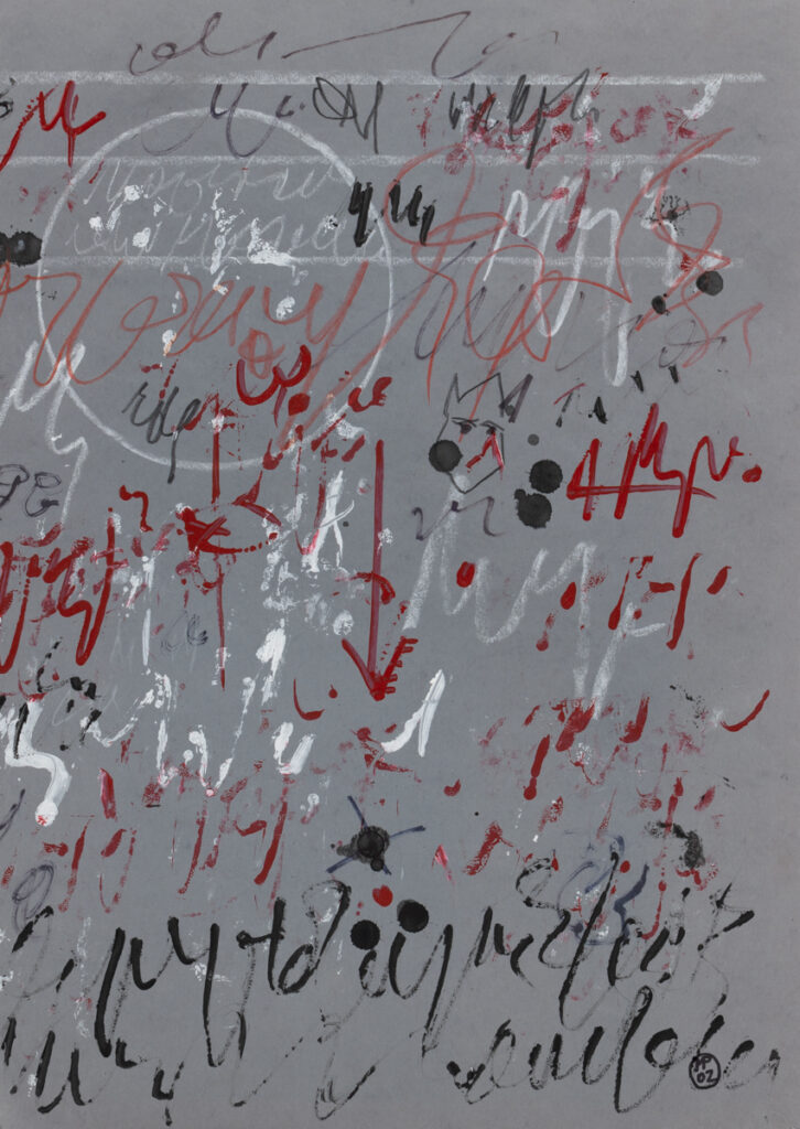 Michał Paryżski, Bez tytułu, 2002, papier, akryl, prace na papierze, sztuka współczesna, abstrakcja