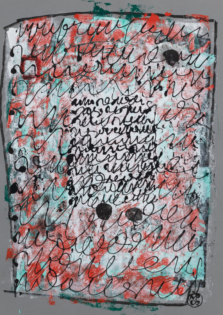 Michał Paryżski, Bez tytułu, 2002, papier, akryl, abstrakcja, praca na papierze, sztuka
