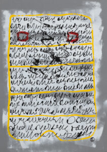 Michał Paryżski, Bez tytułu, 2002, papier, akryl, praca na papierze, sztuka, abstrakcja, kolor