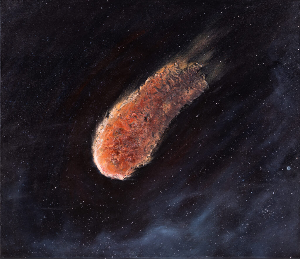 Andrzej Zujewicz - Asteroida, 2021 - kometa na czarnym tle