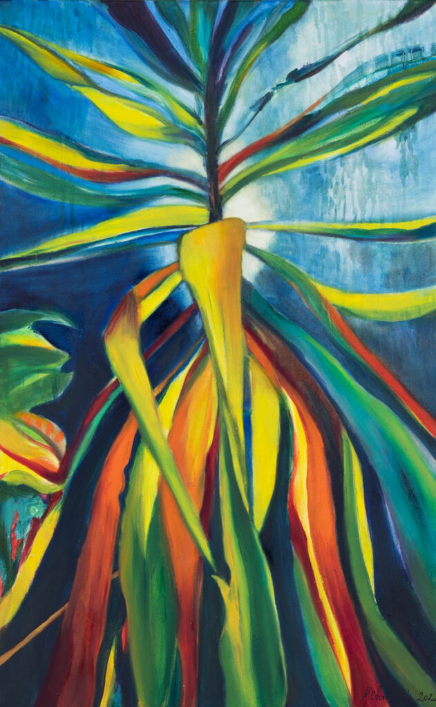Magdalena Chmielek - Tropics VI, 2022 - kolorowy obraz z rośliną