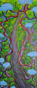 Sylwia Młodziejewska - Kamuflaż, 2021 - obraz z zielonym drzewem