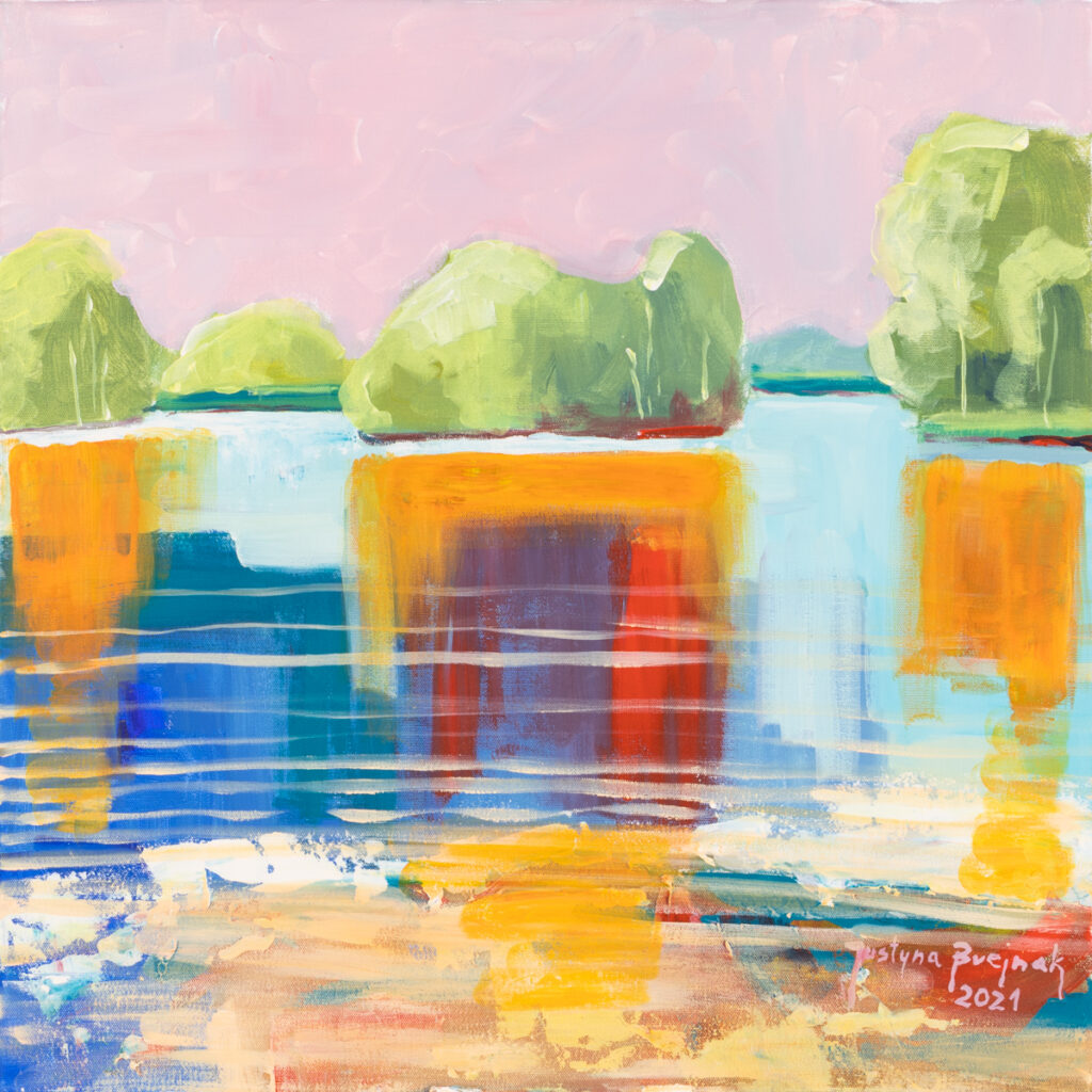 Justyna Brejnak - Vordersee, 2021 - kolorowy pejzaż z jeziorem