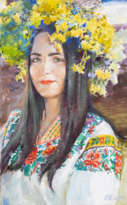 Kateryna Biletina - Ukraiński, 2022 - portret kobiety w wianku