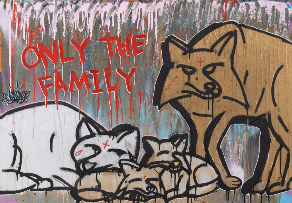 Andrii Savchenko La Familia, 2022 graffiti obraz wilki rodzina młoda sztuka ukraińska