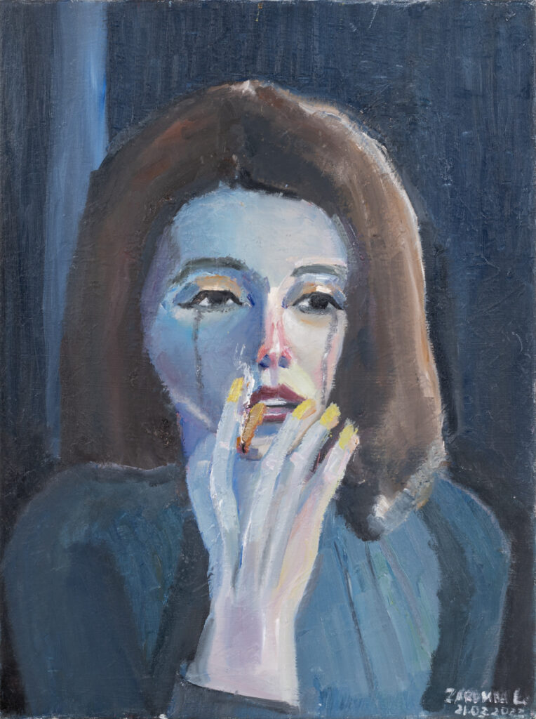 Lubomir Zaremba Przygnębiające wieści, 2022 kobieta portret młoda sztuka ukraińska płacz