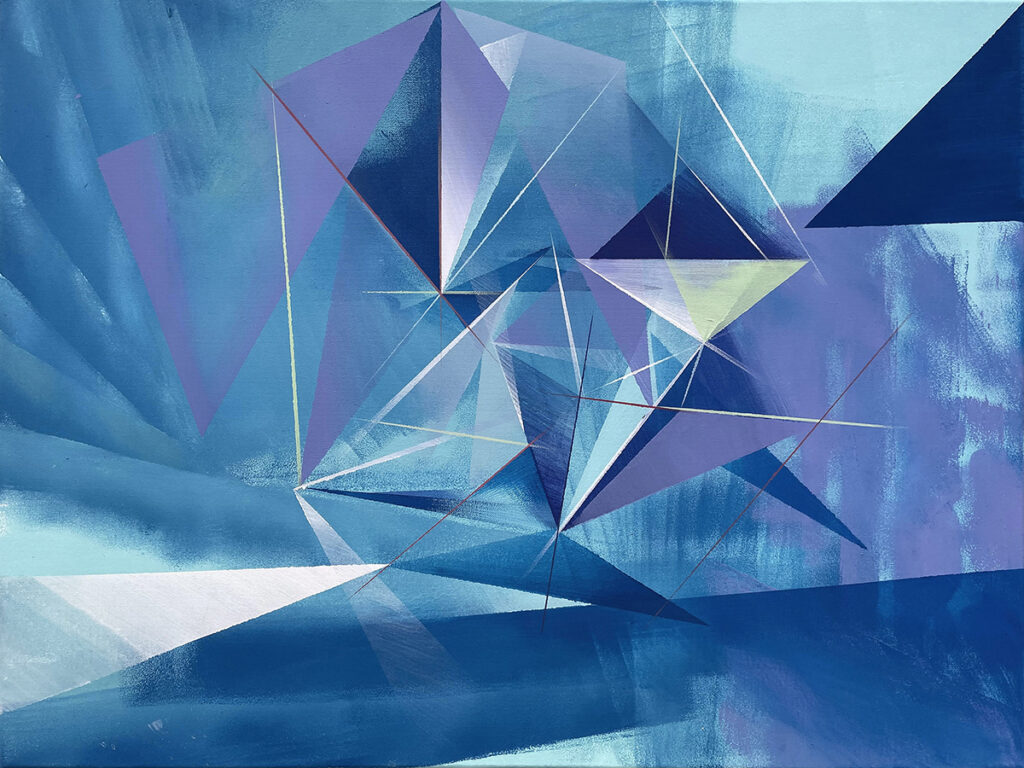 Adam Biszewski - Lód, 2022 - niebieska abstrakcja geometryczna