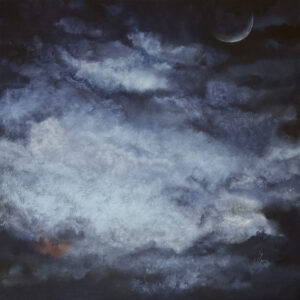 Magdalena Łazar-Massier - Au III, 2022 - ciemny obraz z chmurami i księżycem