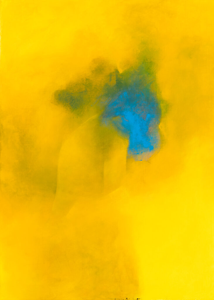 Justyna Ziętek - Bez tytułu, 2021 - żółta avstrakcja z błękitem