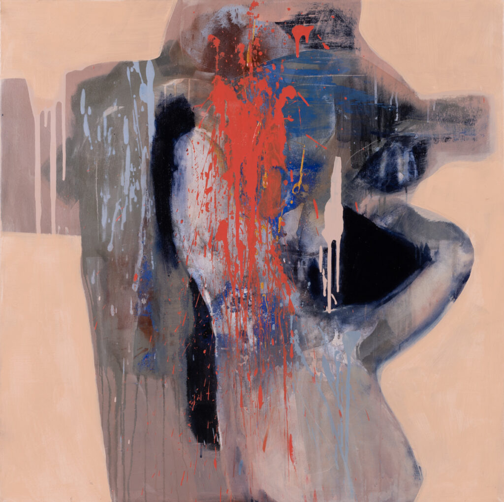 Joanna Rudek - Fruktoza, 2022 - kolorowy obraz z sylwetkami