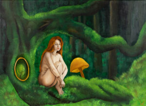 Ewelina Wasilewska Zaraz wracam, 2022 realizm magiczny surrealizm grzyby kobieta las