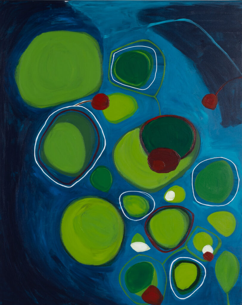 Natalia Kozarzewska, Zielono, 2022 - niebiesko-zielona abstrakcja